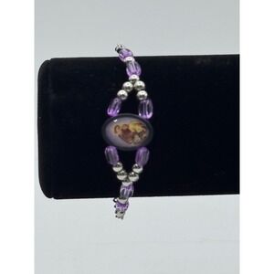 Vintage Catholic Saint Anthony Bracelet Purple Beaded Rosary Style Religious